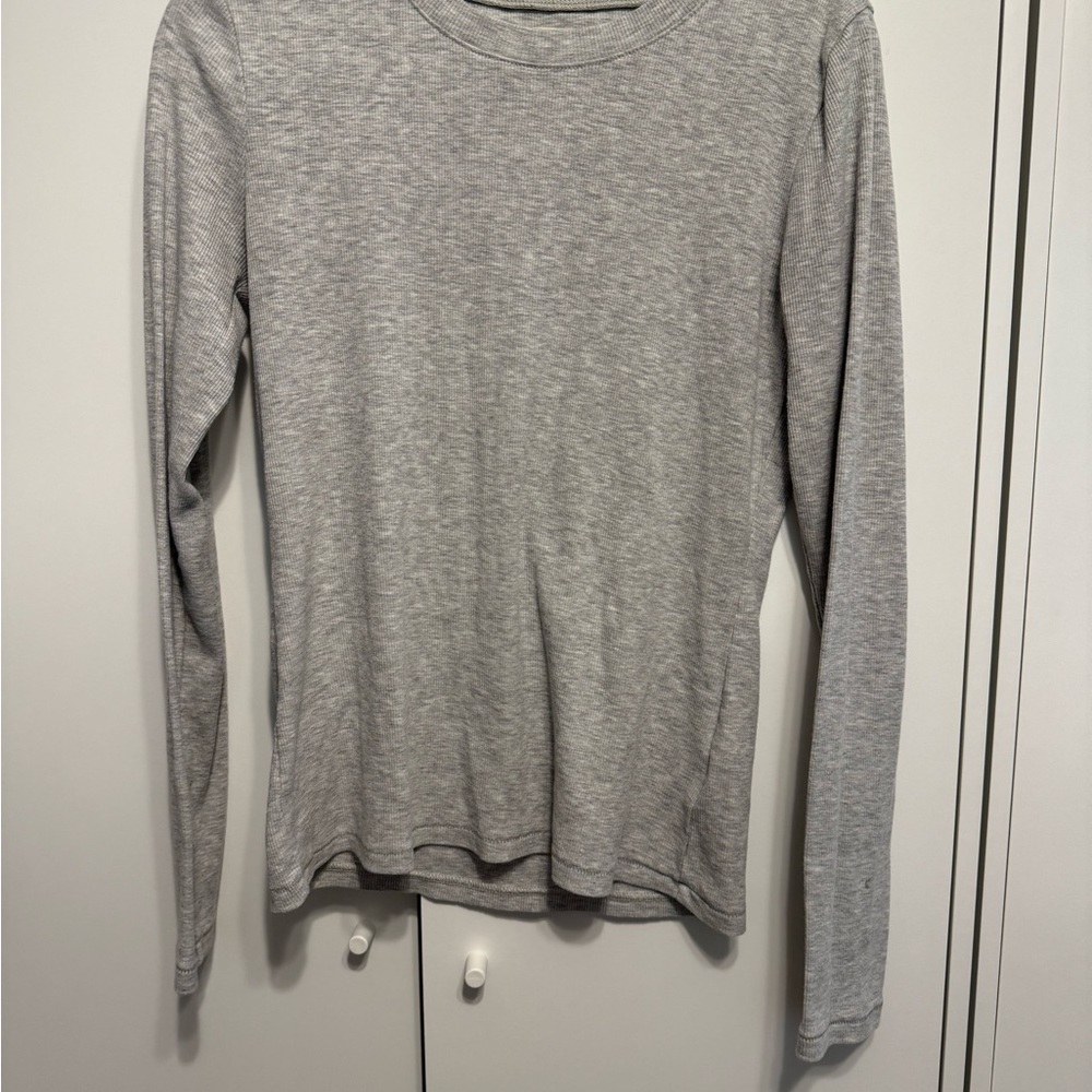 Madewell Heather Gray Ribbed Long Sleeve Top